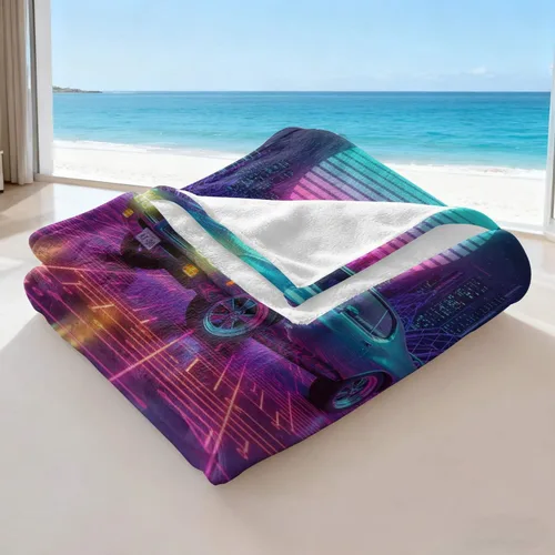 Vista 8 de Cyber Synthwave GTO Neon Retro Flannel Blanket, Super Soft Cozy Bed Throw, Versatile Throw Blanket for Bedroom & Sofa Decor (04,30 x 40in)