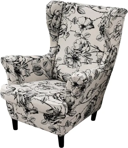 Vista 32 de Eco-Ancheng Funda para silla Wingback, 2 piezas, respaldo de ala, fundas de elastano para sillón con respaldo de ala, fundas para sillón con parte