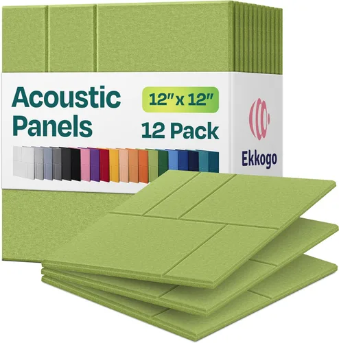 Vista 25 de Paneles acústicos, paquete de 12 paneles de pared insonorizados de 12 x 10.4 x 0.4 pulgadas, paneles de amortiguación de sonido de alta densidad