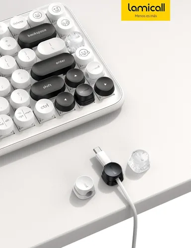 Vista 7 de Paquete de 8 Organizadores de Cables [1s Lock] Clips de Gestión de Cables de Resorte - Lamicall Soporte de Cables para Escritorio, Clip Redondo