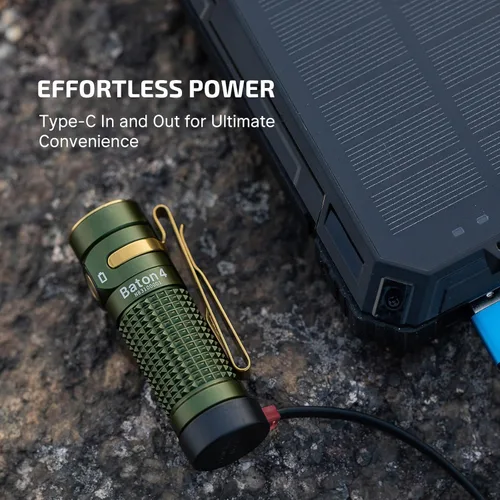 Vista 6 de OLIGHT Baton4 Linterna EDC recargable, luz de bolsillo LED de 1300 lúmenes con cable de carga magnético, 6 modos, IPX8 impermeable, potente linterna