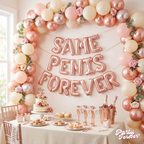 Vista 2 de PartyForever Globos para despedida de soltera, letras de oro rosa de 16 pulgadas, juego de decoraciones para despedida de soltera, suministros