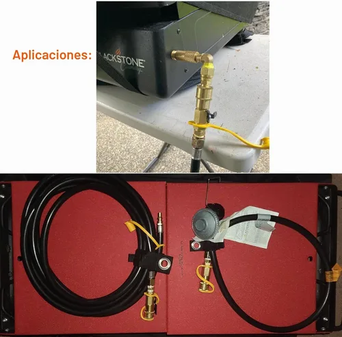 Vista 5 de Adaptador de conexión rápida de propano RV de 1/4 pulgadas para manguera de propano, válvula de cierre y enchufe de flujo completo, LP o gas natural