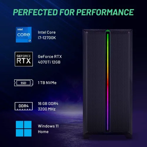 Vista 4 de Skytech Gaming Siege Gaming PC Desktop – Intel Core i7 12700F 2.1 GHz, NVIDIA RTX 4070 Ti, 1TB NVME SSD, 16GB DDR4 RAM 3200, 850W Gold PSU, 240mm
