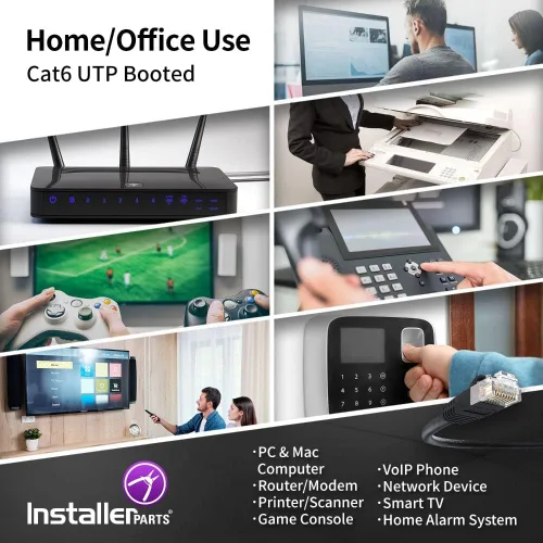 Vista 5 de InstallerParts Cable CAT6 UTP con Bota - Negro, 125 pies, 1 paquete, 10Gbps, Serie Profesional