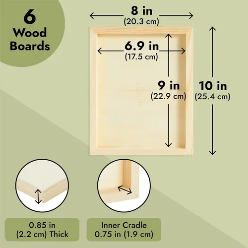 Vista 5 de Juvale Wood Canvas Boards - 8x10 in, Light Brown Pine, 0.85 in Thick, 6-Pack - Wood Canvas Blanks for Crafts - Deep Frame Panels