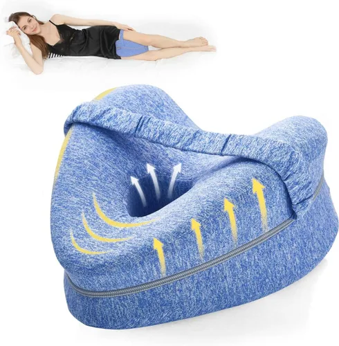 Vista 11 de BEAUTRIP Almohada para piernas Almohadas ergonómicas para dormir de lado Almohada de espuma viscoelástica para rodillas con correa para dormir