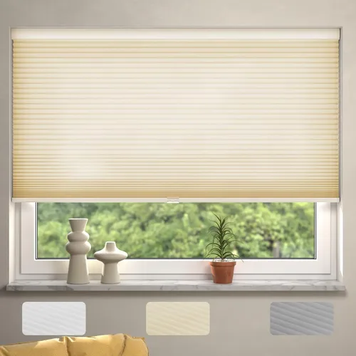 Vista 11 de MYshade CEL19BE36C - Persianas sin cordones y celulares para ventanas interiores con filtro de luz de 1.5 pulgadas de celda de nido de abeja, tela