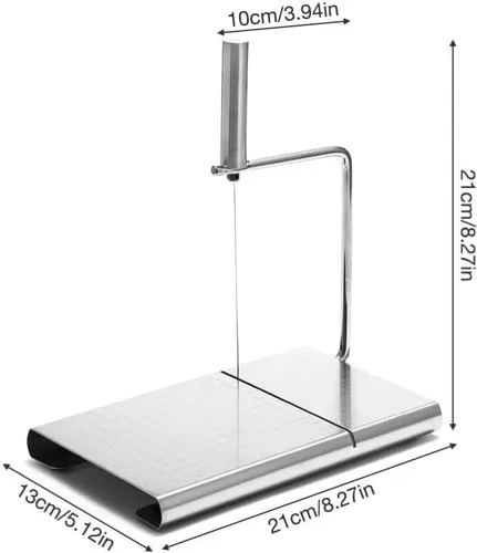 Vista 3 de Cortador de queso con tabla para queso de bloque Tabla de cortar queso ajustable resistente con 11 cables de repuesto, diseño ergonómico, cortador