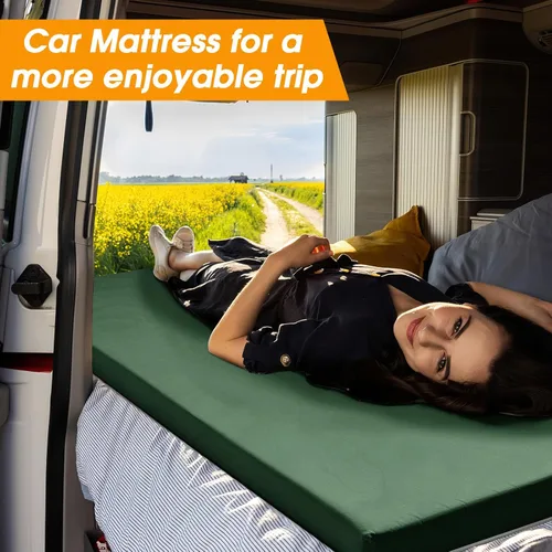 Vista 5 de CYMULA Colchón para Catre de Campamento de 2 pulgadas, Almohadilla para Dormir de Espuma Viscoelástica, Suave, Cálido, Antideslizante, Cubrecolchón