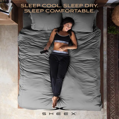 Vista 7 de SHEEX Juego de sábanas Original Performance con 2 fundas de almohada, tela ultra suave que ventila mejor que el algodón