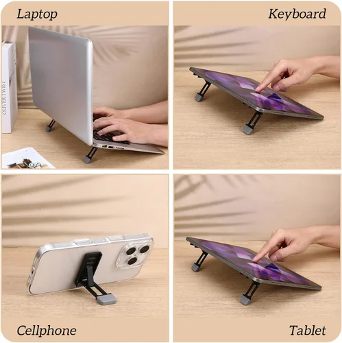 Vista 7 de 4 piezas de soporte portátil para computadora portátil para escritorio, soporte elevador de teclado, ergonómico con almohadillas antideslizantes