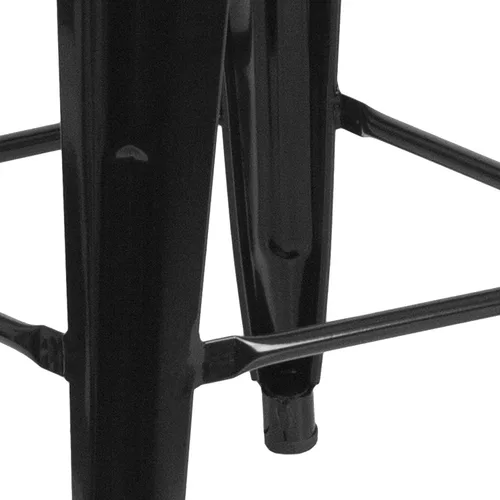 Vista 8 de Flash Furniture - Taburete de bar de metal moderno sin respaldo de 30 pulgadas, para interior/exterior, industrial, cuadrado, apilable para bares