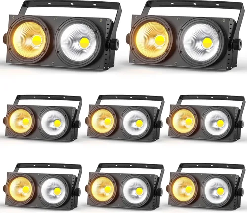 Vista 11 de Luces de escenario SEBRUANC de 200 W, 2 en 1, focos COB blancos cálidos y fríos, luces LED Par con luz de audiencia automática
