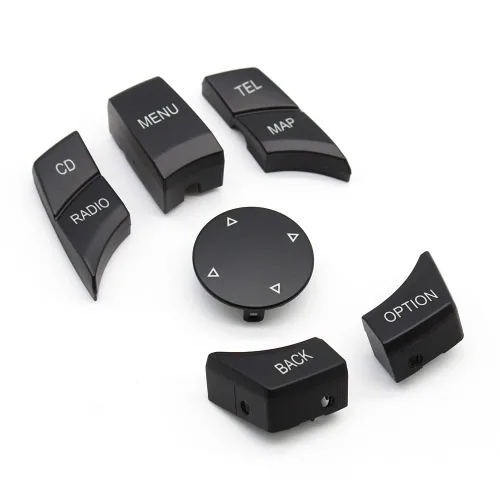 Vista 3 de Fundas de botón de control multifunción CIC iDrive CIC iDrive, color negro, 6 unidades, tapas de menú de consola central, repuesto para BMW