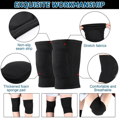 Vista 3 de Hungdao 1 juego de rodilleras de voleibol y manga para brazos, accesorios de voleibol, funda para antebrazo, codo, muñequera con almohadilla