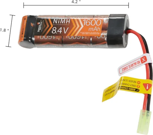 Vista 2 de Lancer Tactical Airsoft Battery 8.4V NiMH Flat Battery Pack w/Mini Tamiya Connector High Capacity 1600mAh Battery