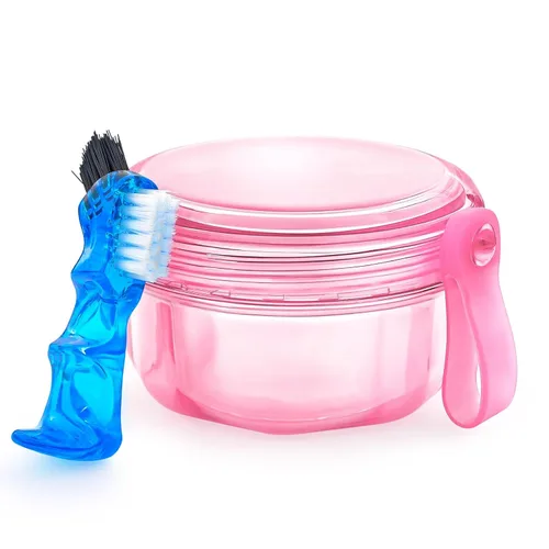 Vista 10 de Copas de dentadura a prueba de fugas para remojar dentaduras postizas, estuche de baño de dentadura parcial, contenedor de limpieza de retenedor