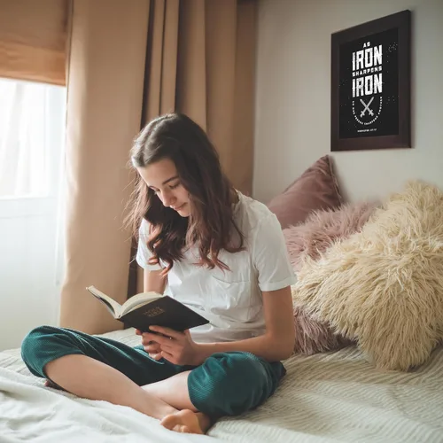 Vista 4 de Iron Sharpens Iron - Christian Bible Verse Wall Art, Rustic Scripture Wall Decor Print For Home Decor, Office Decor, Great Christian Decor Gift