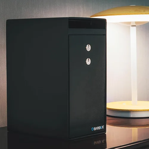 Vista 5 de Winbest Caja fuerte de acero con doble llave para dinero en efectivo y caída, 12 x 9 x 6 pulgadas