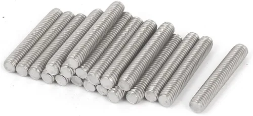 Vista 24 de uxcell M3 x 1.181 in 0.020 in Pitch 304 Varillas totalmente roscadas de acero inoxidable tono plateado 20 piezas