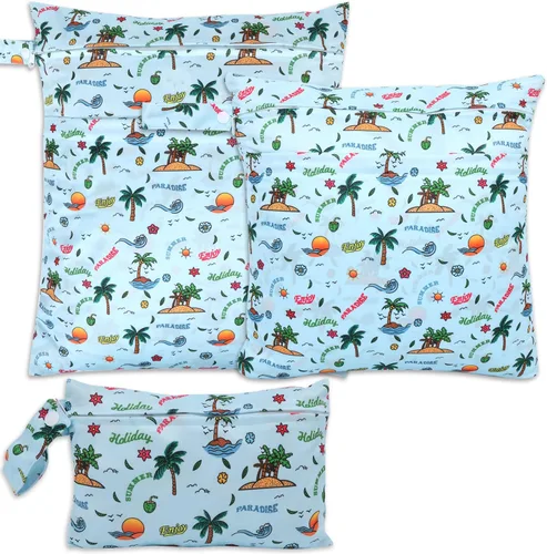 Vista 20 de 3 bolsas de tela para pañales húmedos y secos, impermeables, reutilizables, con 2 bolsillos con cremallera y asa, bolsas de lavandería lavables