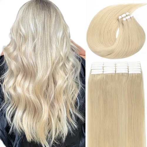 Vista 8 de Lacer Extensiones de cabello con cinta invisible, color negro natural, extensiones de cabello con cinta invisible, 18 pulgadas, cabello humano real