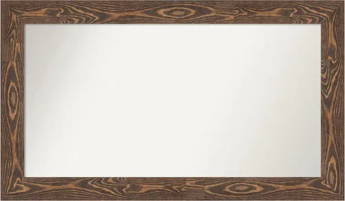 Vista 152 de Amanti Art Espejo de baño marrón para sobre fregadero, 26 x 26 pulgadas, espejo de tocador cuadrado marrón rústico Alexandria, marco de madera