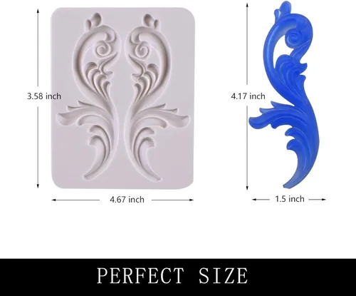 Vista 2 de Molde barroco para fondant, molde de silicona para decoración de pasteles de chocolate, para cumpleaños, boda, decoración de cupcakes, arcilla