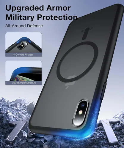 Vista 5 de [NO.1 Magnético] Funda para iPhone X (10)/Xs con carga inalámbrica MagSafe [mate translúcido] [antihuellas] [prueba de caídas de grado militar]