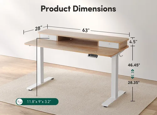 Vista 36 de FEZIBO Escritorio eléctrico de pie ajustable de altura de 40 x 24 pulgadas con doble cajón, escritorio para computadora, mesa de pie para oficina