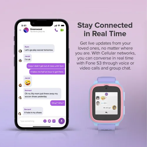 Vista 3 de myFirst Fone S3+ (versión de América del Norte) Reloj inteligente para niñas con datos ilimitados eSIM, rastreador GPS, videollamada de voz, cámara