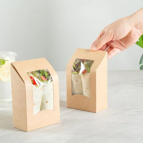Vista 5 de Restaurantware -Cafe Vision - Contenedores para sándwich de 5.9 x 3.7 pulgadas, 200 cajas de papel sándwich de corte angular, con ventana