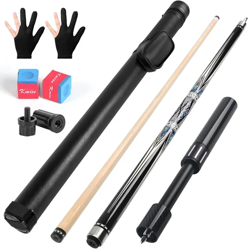Vista 11 de Kmise Professional Pool Cue Stick, 18 19 20oz Canadian Maple Cue Sticks, Low Deflection Shaft with Telescopic Carbon Fiber Extension Cue