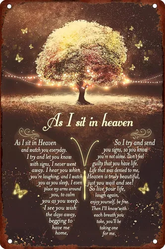 As I Sit in Heaven - Cartel de metal con diseño de mariposas, carteles vintage para decoración de pared, para exteriores, calle, hogar, bar, club, 8