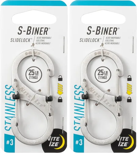 Vista 11 de Nite Ize Mosquetón doble S-Biner SlideLock tamaño 3, con cierre, Acero inoxidable