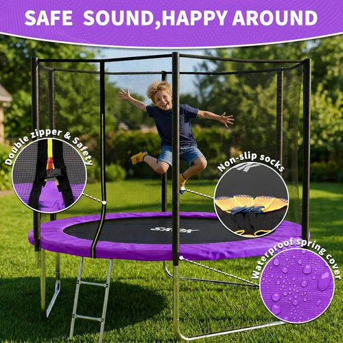Vista 6 de SKOK Trampoline for Kids,400LBS Outdoor Trampoline with Net-ASTM Approved Trampoline for Children and Adults Manzana Verde (Apple Green)