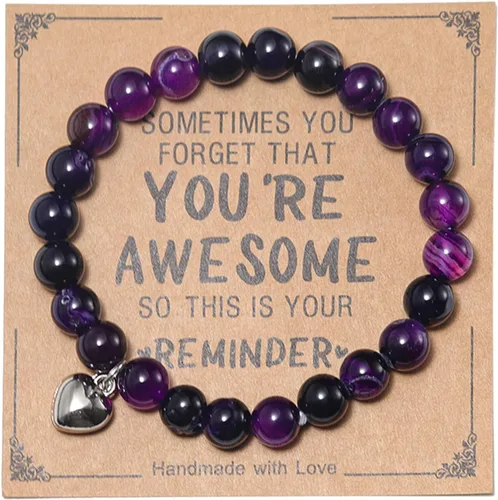 COLORFUL BLING Pulsera inspiradora de piedra natural Sometimes You Forget that You Are Awesome Unique Birthday Christmas Healing Stress Relief Gift