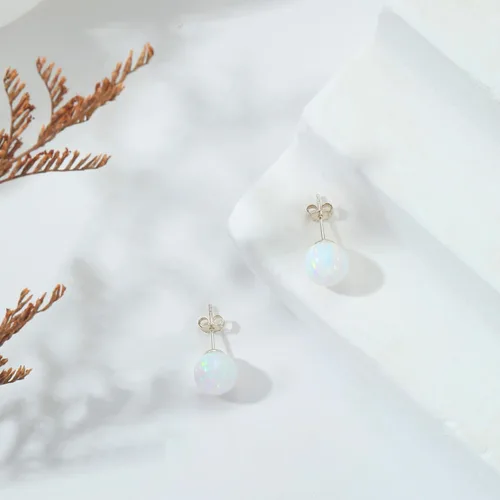 Vista 56 de Natural Stone Stud Earrings for Women 8mm Sterling Silver Genuine Gemstone Earrings Handmade Sterling Silver Crystal Stud Earrings for Women