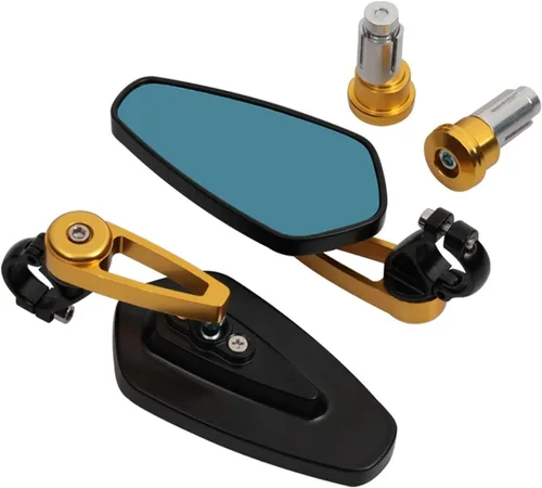 Motorcycle Mirrors For YAMAHA MT01 MT03 MT10 MT 07 YZF R125 R15 R1 Tmax NMAX 155 Rizoma Motorcycle Bar End Side Rearview Mirrors (Color : Gold)