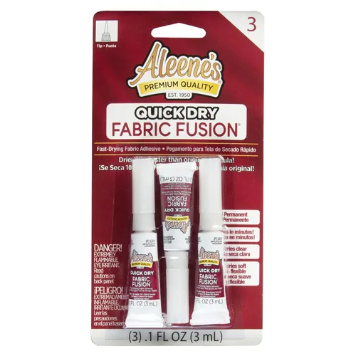 Aleene's Fusión de tela de secado rápido, pegamento permanente de secado rápido, Stong Bond se seca suave y transparente en minutos, paquete de 3