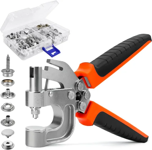 Sopnom Herramienta de cierre a presión, kit de botones a presión de alta resistencia con 40 juegos de botones de presión de metal de 0.59 pulgadas,