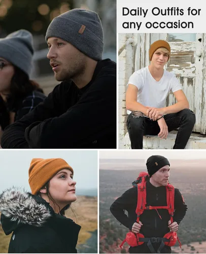 Vista 5 de FURTALK Gorro para hombre y mujer, con puños, grueso, unisex, gorro de invierno