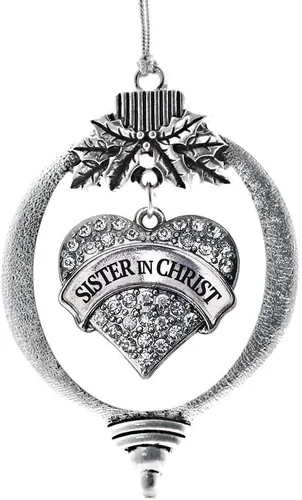 Vista 225 de Inspired Silver Adornos festivos de dije de corazón pave de plata con circonitas cúbicas