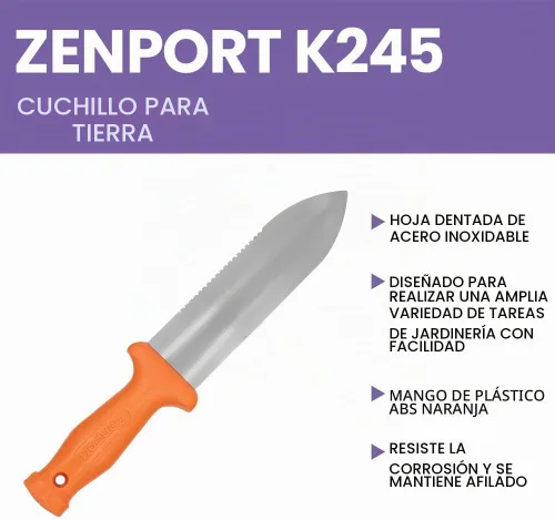 Vista 3 de Zenport K245 ZenBori - Cuchillo de suelo con hoja dentada de acero inoxidable de 6 pulgadas