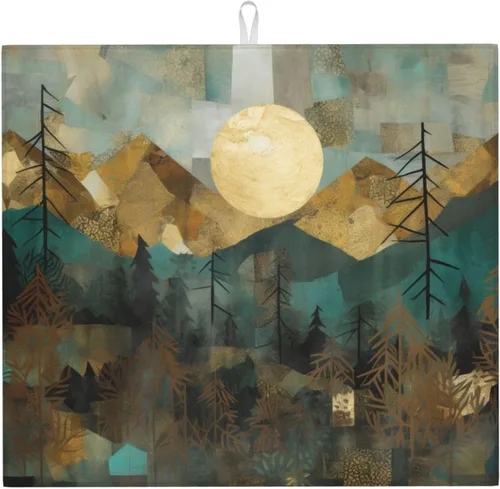 Vista 15 de Tapete de secado de platos de hojas de otoño para encimeras de 18 x 16 pulgadas, almohadilla protectora para escurridor de platos con lazo