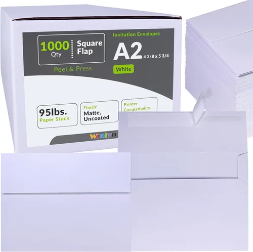 Vista 14 de 500 piezas de sobres de invitación A2 en marrón kraft, autoadhesivos, con solapa cuadrada, 4 3/8 x 5 3/4, sobres de RSVP, sobres de devolución, 100