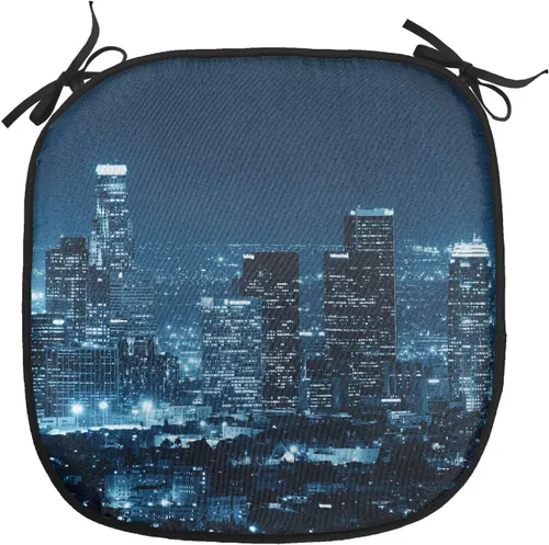 Vista 19 de Lunarable USA Chair Cushion Pad, American Cities Skylines Metropolis Architecture Sketch Style Hand Drawn Art Print, Seat Padding for Kitchen &