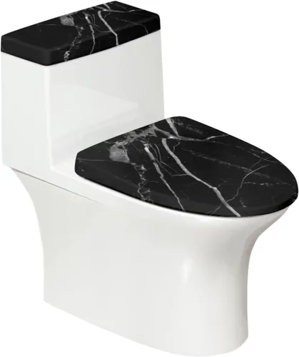 Vista 21 de Cubierta de asiento de inodoro con estampado de cebra, cubierta de tapa de tanque de inodoro ovalada negra, alargada, redonda, repuesto