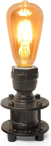 Vista 2 de Lámpara de mesa Steampunk con base de metal marrón dorado pequeñas lámparas de escritorio industriales para dormitorio, oficina, sala de estar